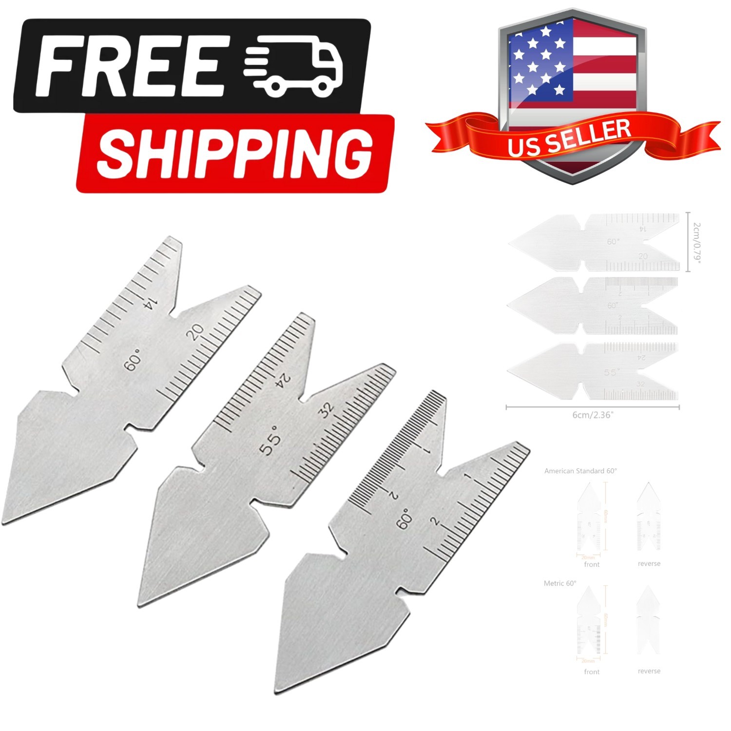 Stainless Steel Fishtail Center Gauge Screw Thread Lathe Cutting Tool For Qui...