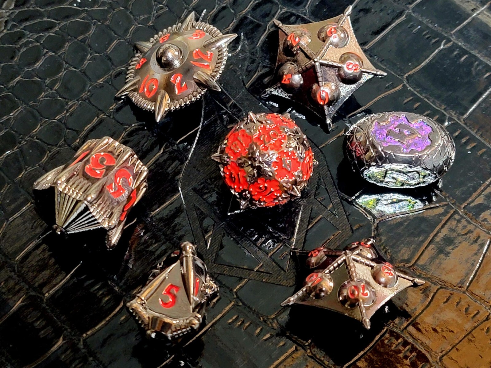 Dragon Warrior Epic Metal Dice Set Polyhedral RPG DnD Dungeons Dragons d20 AD&D