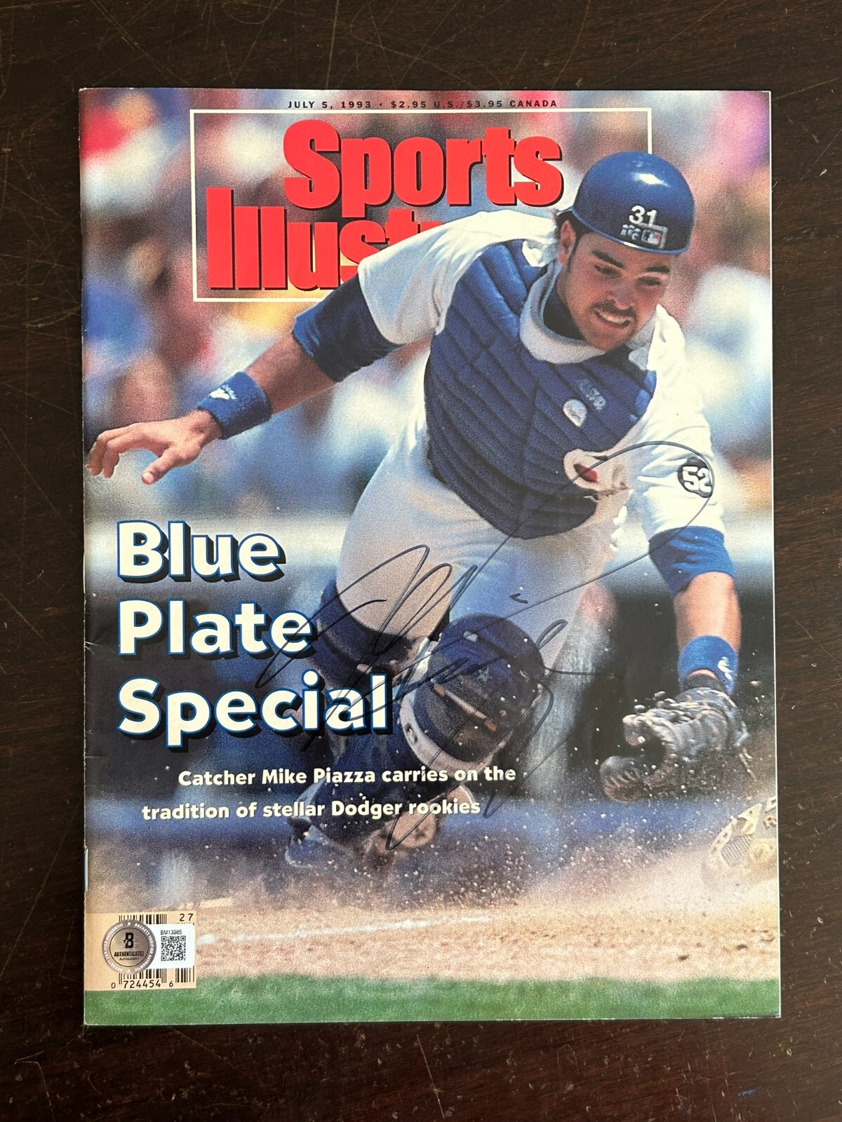 LOS ANGELES DODGERS BASEBALL LEGEND MIKE PIAZZA SIGNED SPORTS ILLUSTRATED BECKET