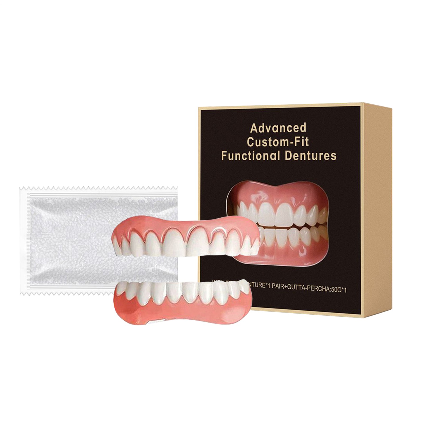 Advanced Custom Fit Instant Natural Dentures Decor SetComfortable FunctionalFake
