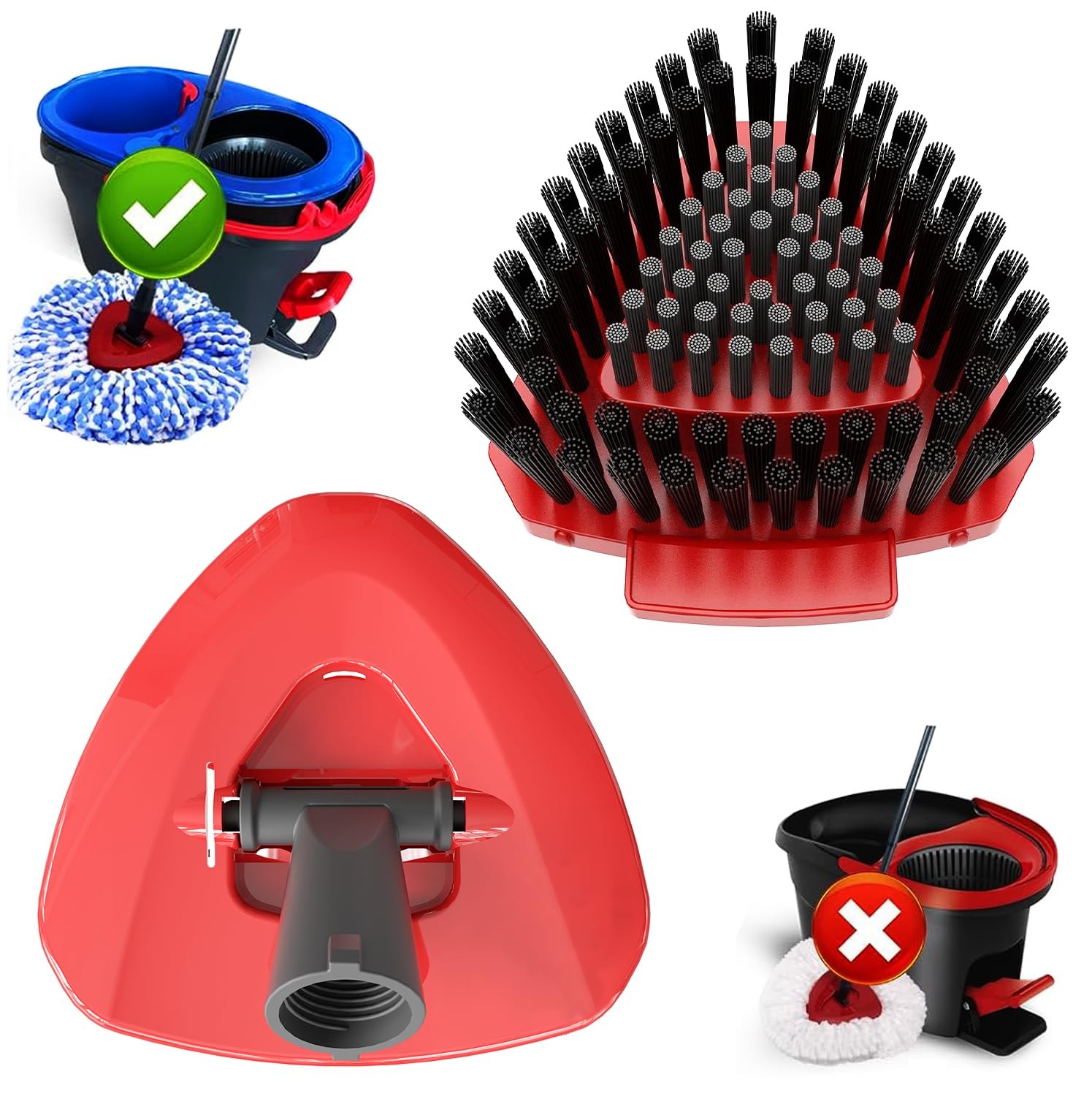 Small Spin Mop Replace Head Base + Scrub Brush for O Cedar 2-Tank RinseClean,...