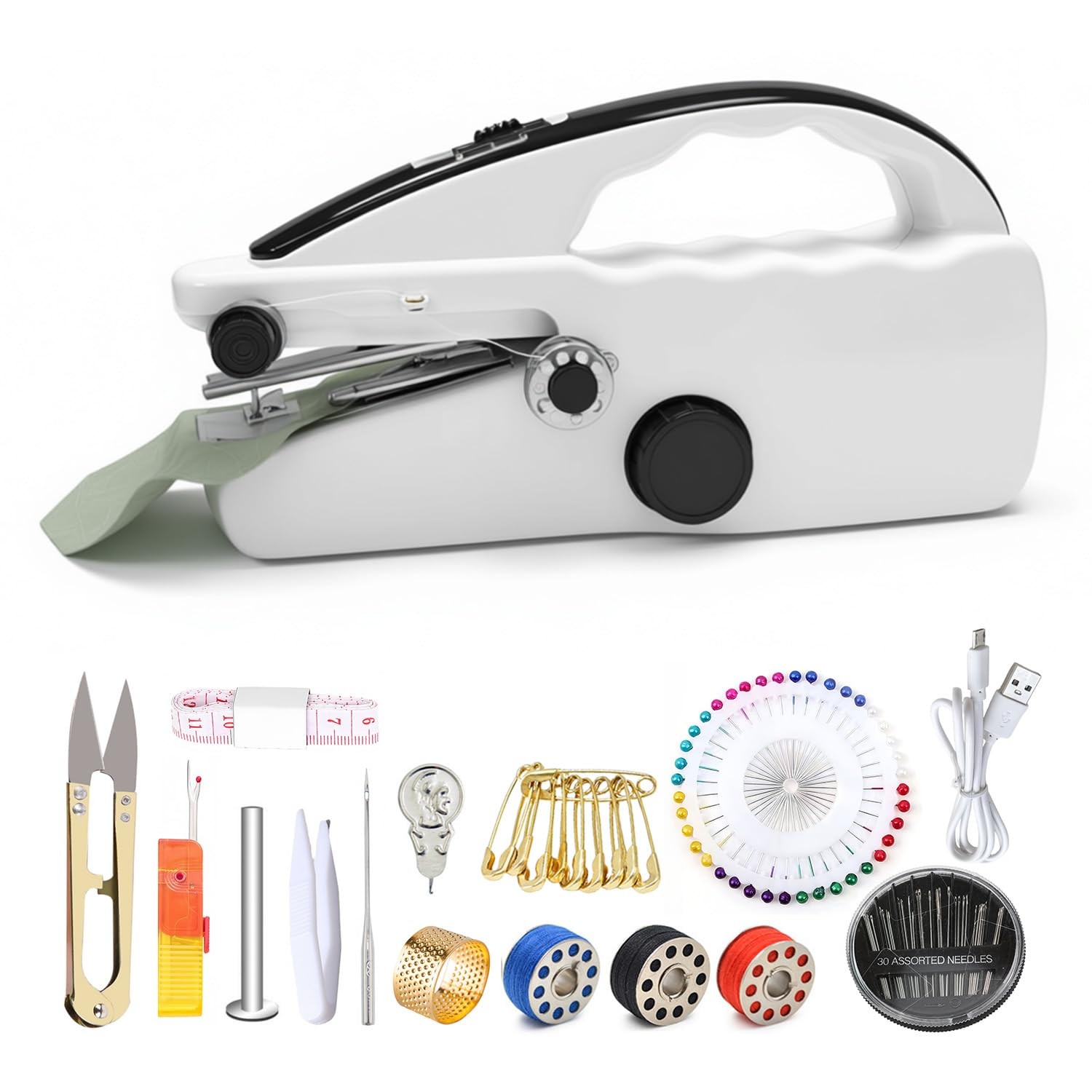 Electric Mini Handheld Sewing Machine: Portable 2-Speed Sewing Machine, Equip...