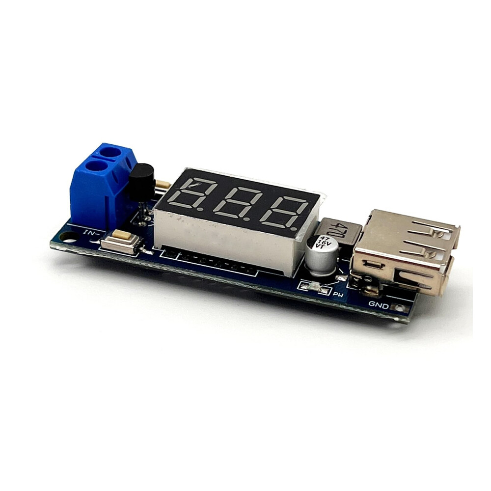 2PCS DC-DC Step Down Buck Converter to 5V USB Module - With Voltmeter