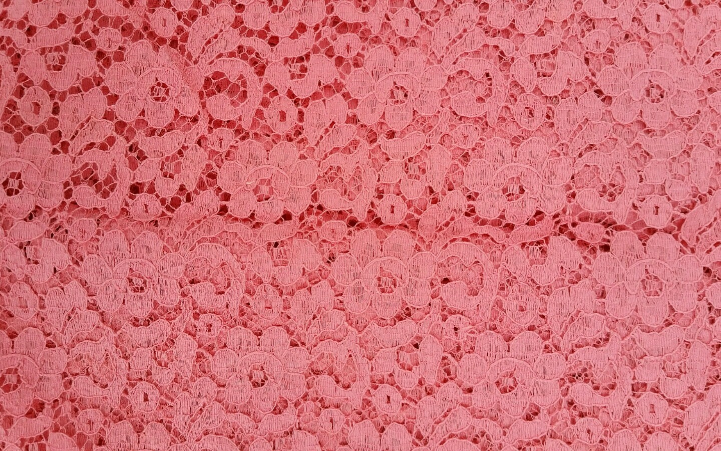 VINTAGE SALMON PINK COTTON LACE FABRIC 33 X 54"