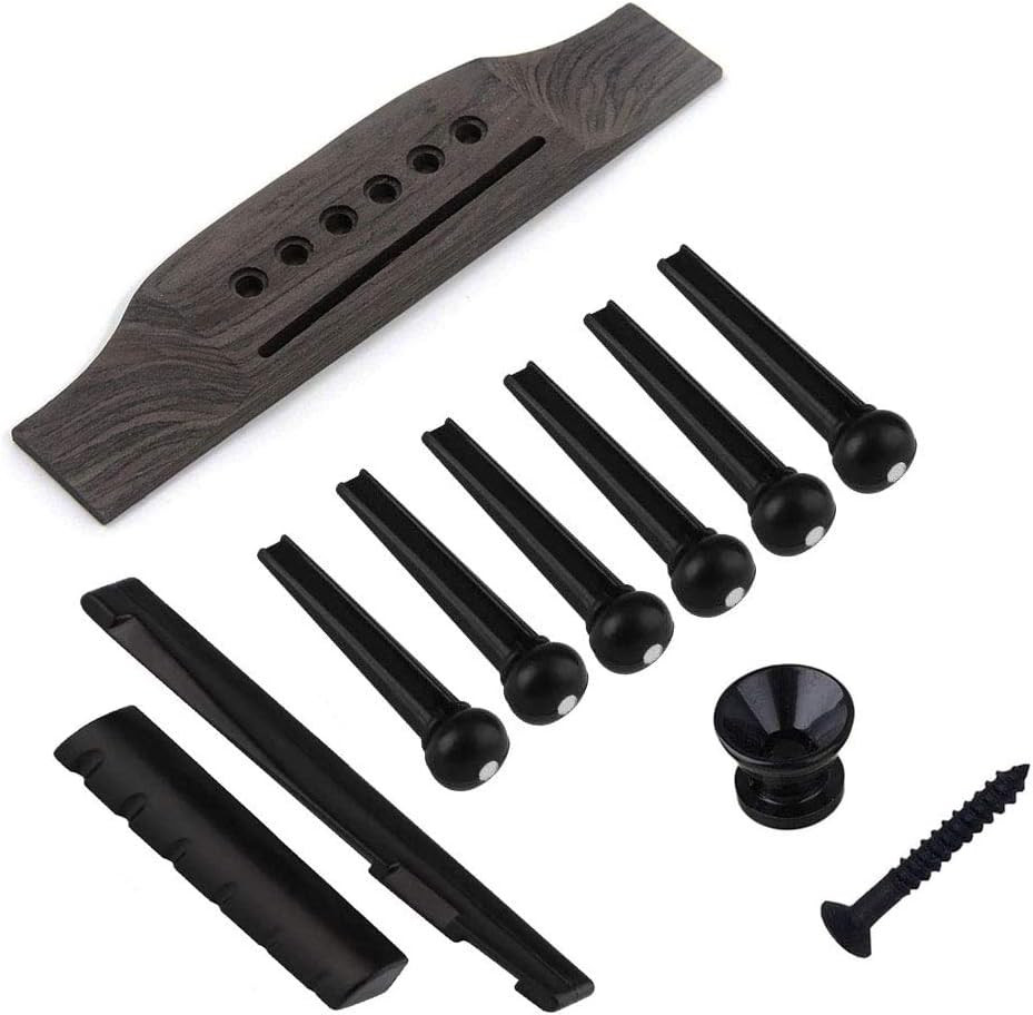 6 String Acoustic Guitar Rosewood Bridge Saddle Nut Pins Set