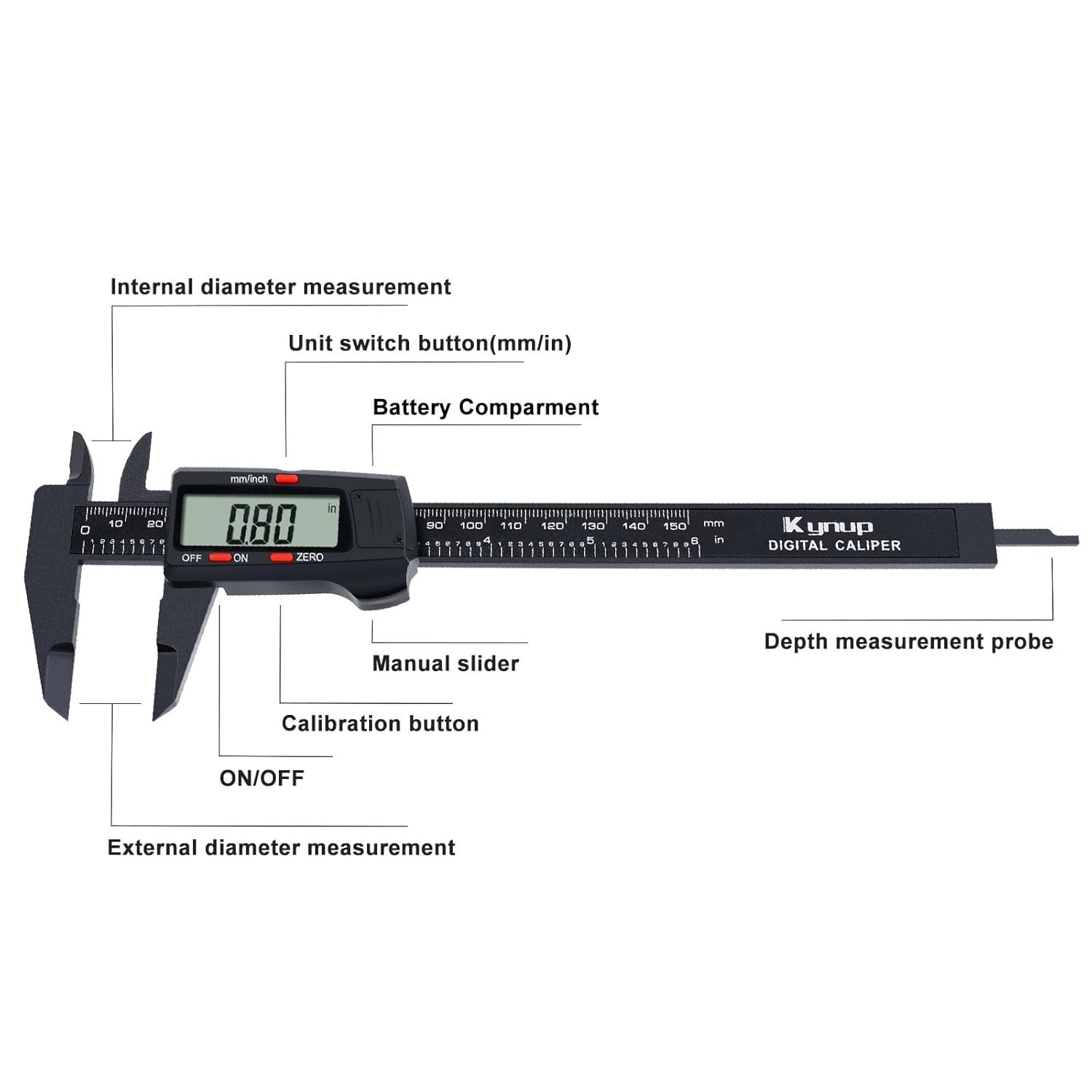 Digital Caliper with LCD Screen - Precision Measuring Tool, 0-6" Range