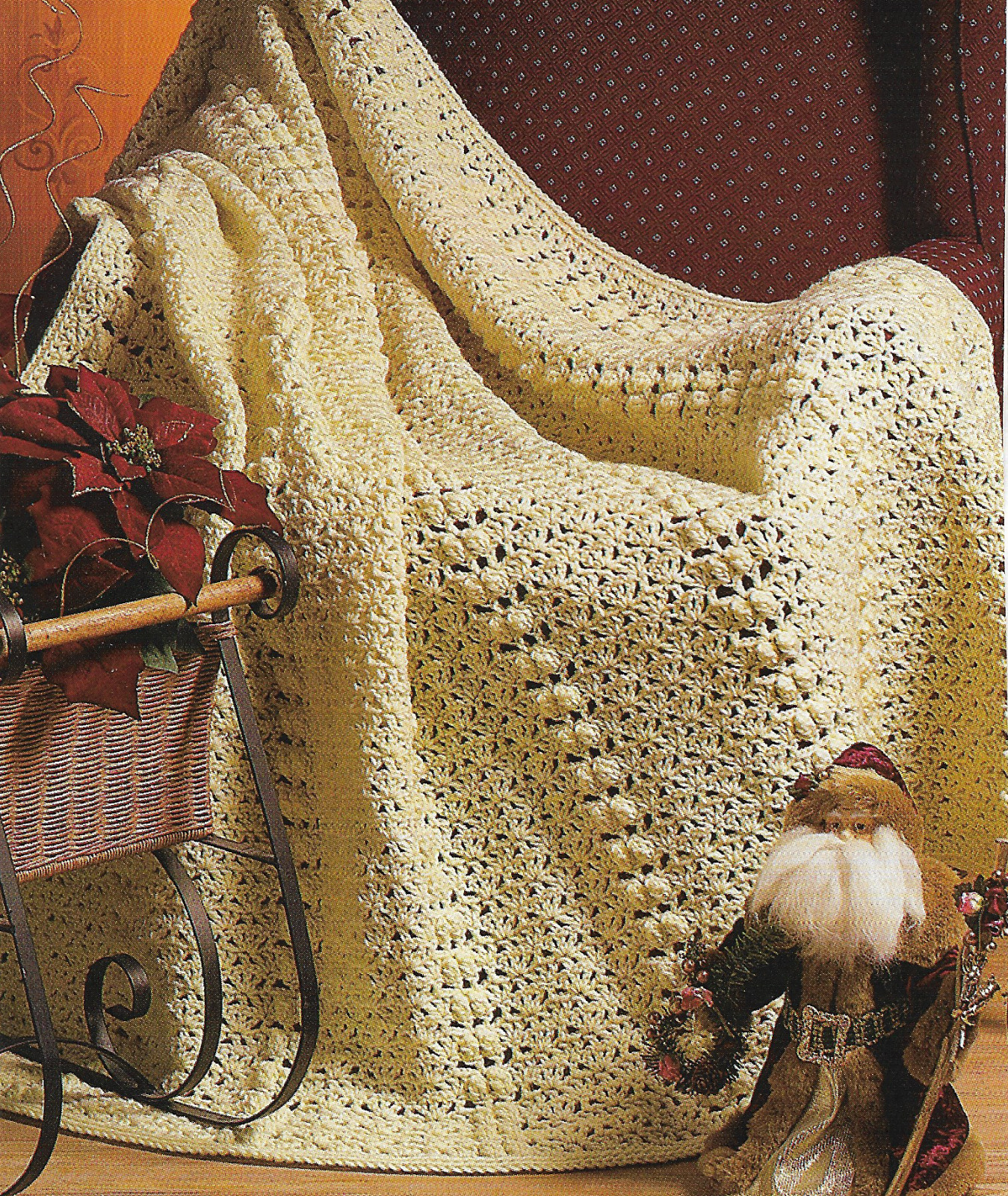 Popcorn Shells Afghan crochet pattern instructions