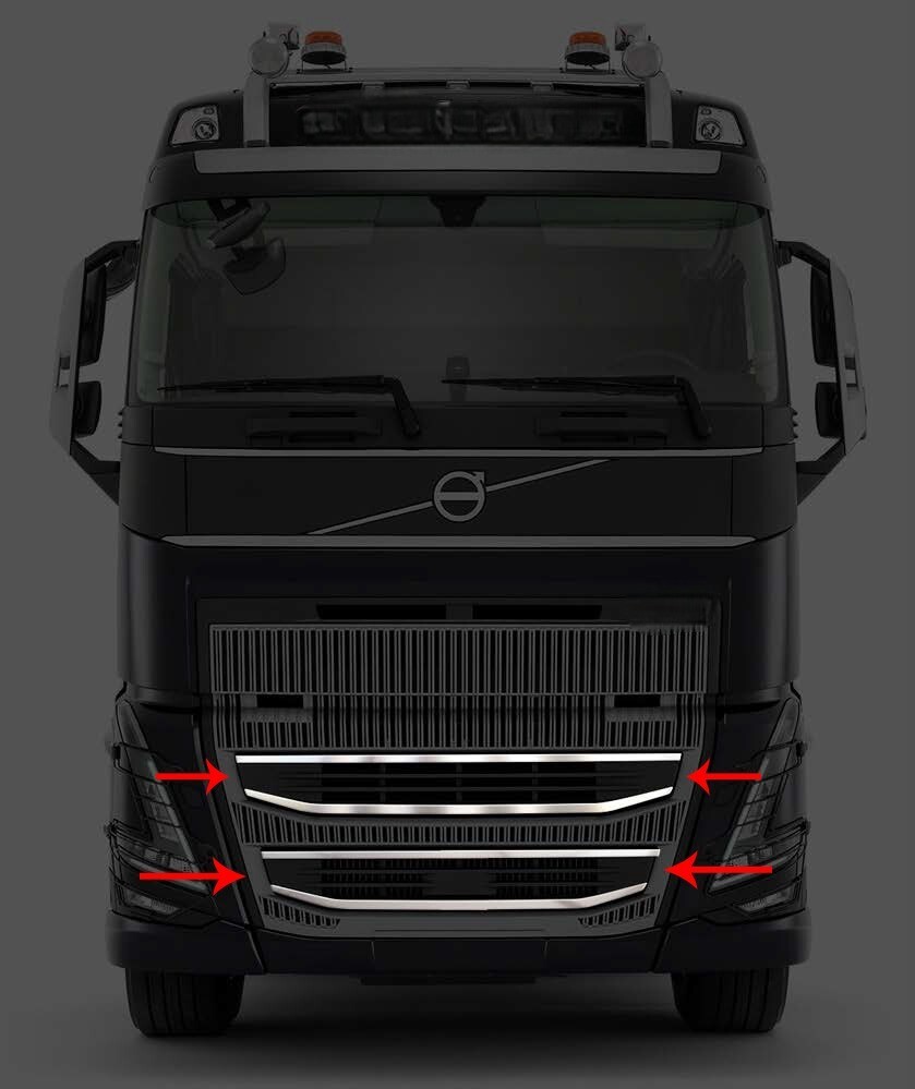 4 Pieces Front Grill Stainless Steel Trims Decorations for Volvo FH 2021+ truck