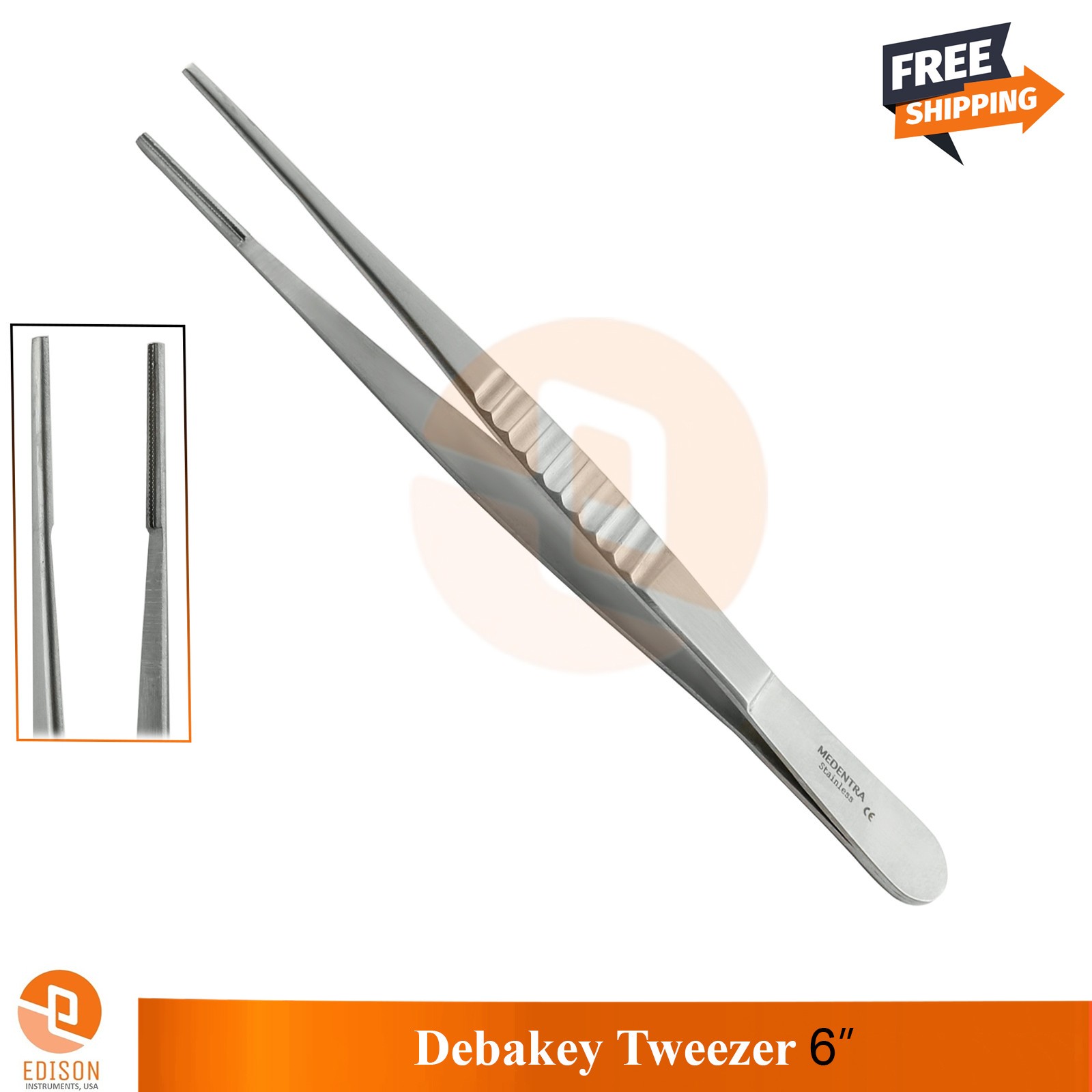 Debakey Tweezer 6 Inch Tissue Grasp Forceps  Precision Serrated Tips