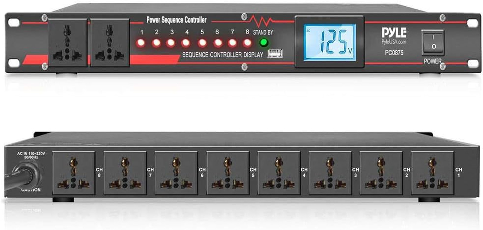 10 Outlet Power Sequencer Conditioner - 13 Amp 2000W Rack Mount Pro Audio Digit