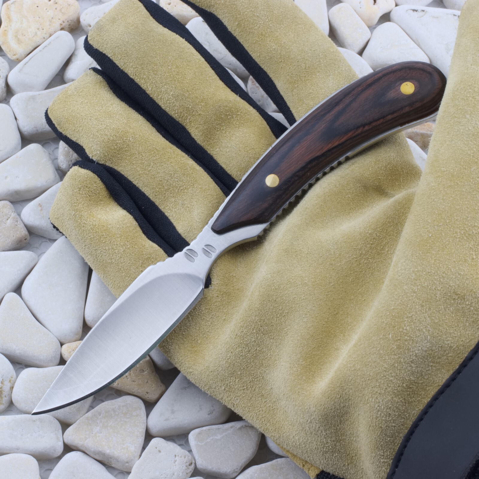 Outdoor Edge Dark Timber Caper Fixed Blade Knife Walnut Handle Sheath