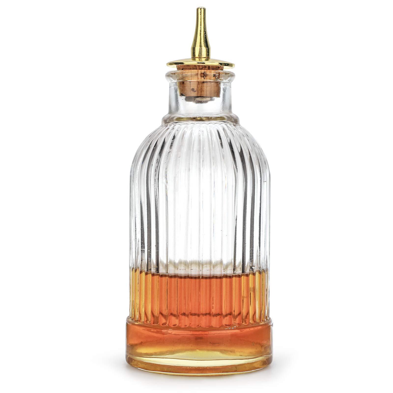Bitter Bottle - Glass Bitter Bottle with Gold Plated Dasher Top Birdcage Desi...