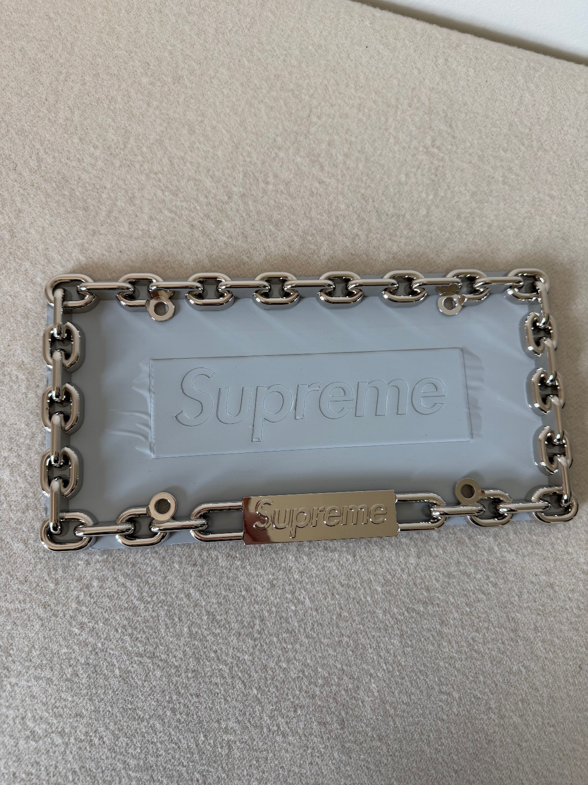 Supreme Chain License Plate Frame - Silver - NEW