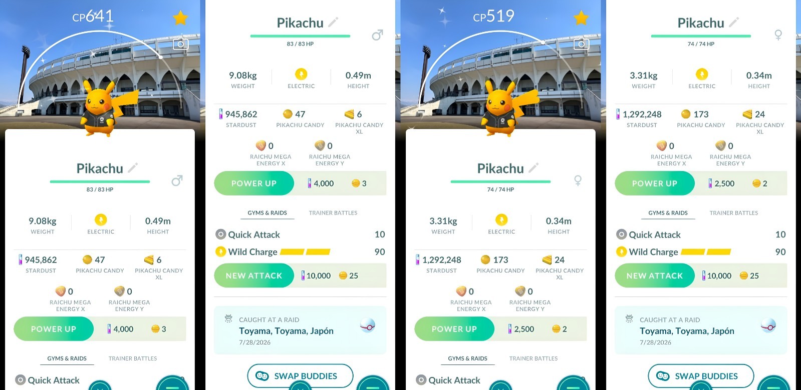 Shiny Pikachu Male, Female BG Alpem Stadium | Tr-de Go ✨