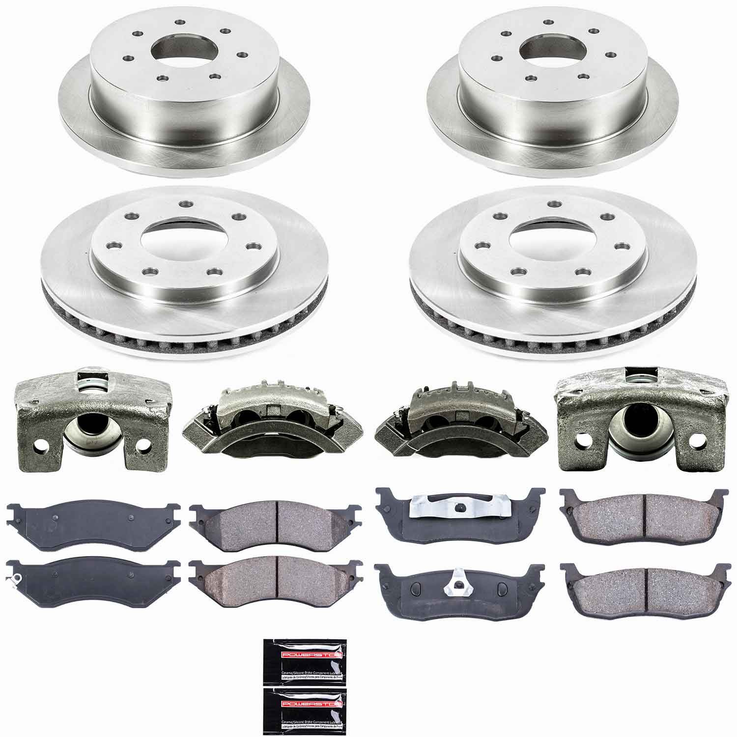 PowerStop OE Stock Replacement Low-Dust Ceramic Brake Pad, Rotor and Caliper Kit