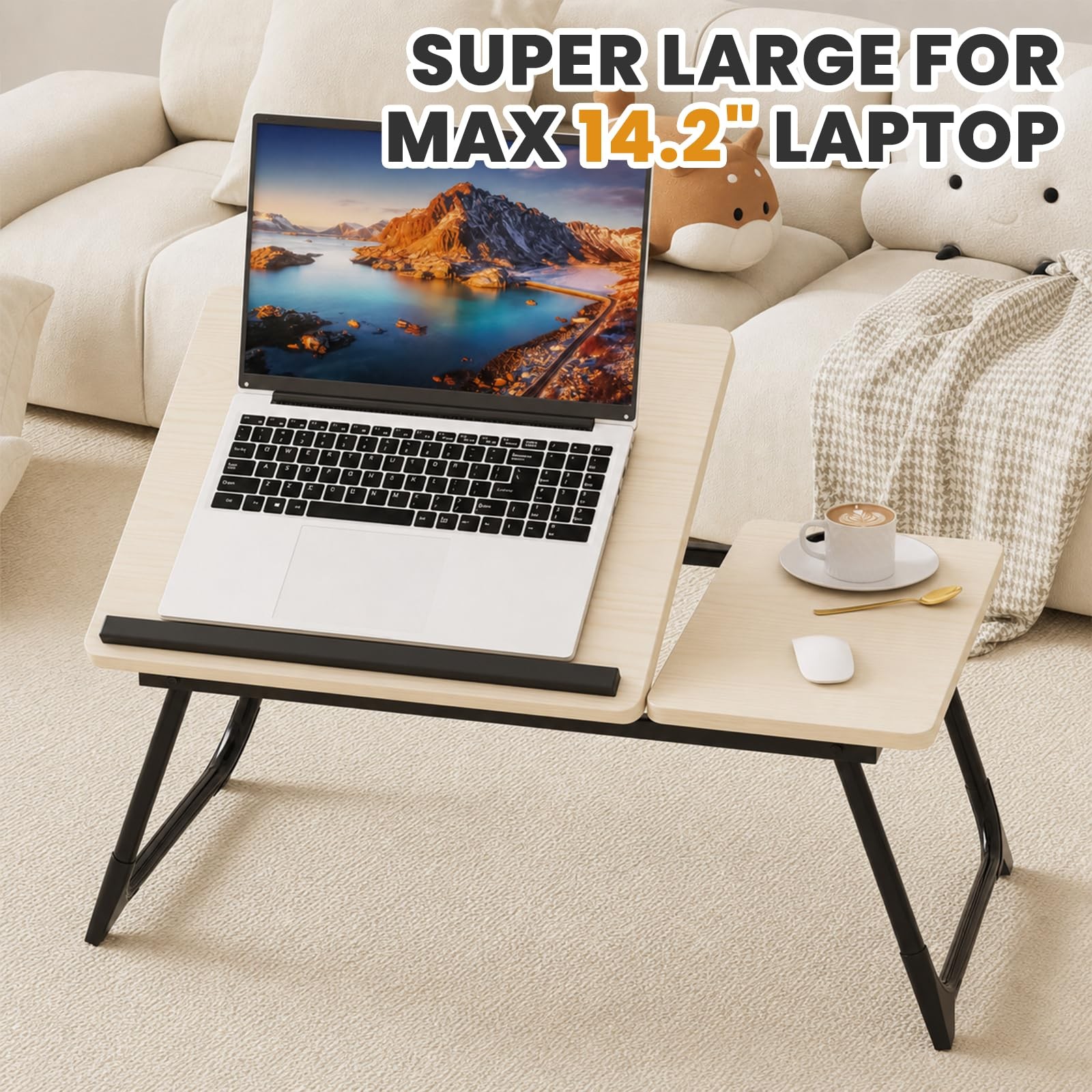Laptop Bed Desk, 5Angle Adjustable Bed Laptop Table with Cup Holder