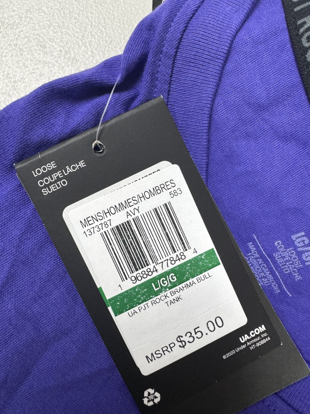 Under Armour Project Rock Brahma Bull Tank Men’s Pick Size Purple 1373787-583