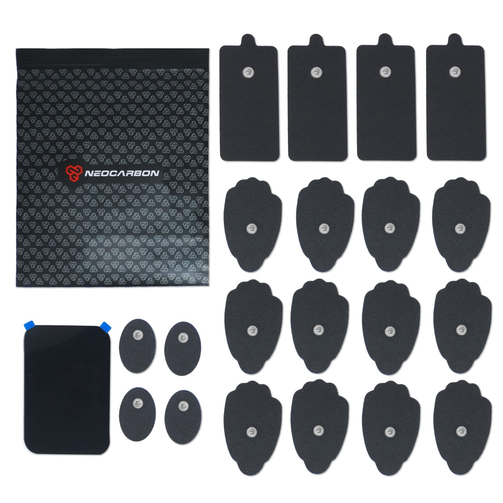 Reusable Electrode Pads for TENS EMS Unit 20 Replacement Pads with Holder, Black