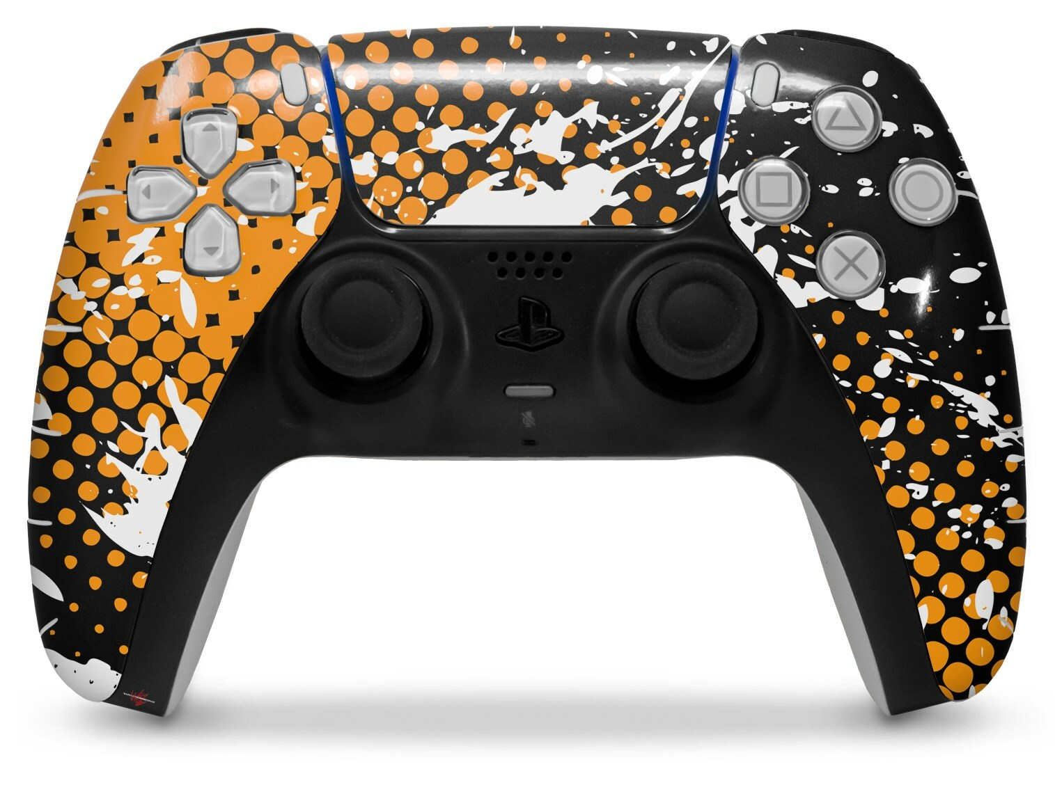 Skin Sony PS5 Controller Halftone Splatter White Orange