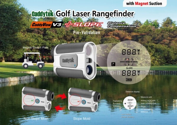 USED Caddytek Golf Laser Rangefinder, Caddyview V3 +Slope, 6X Magnification,