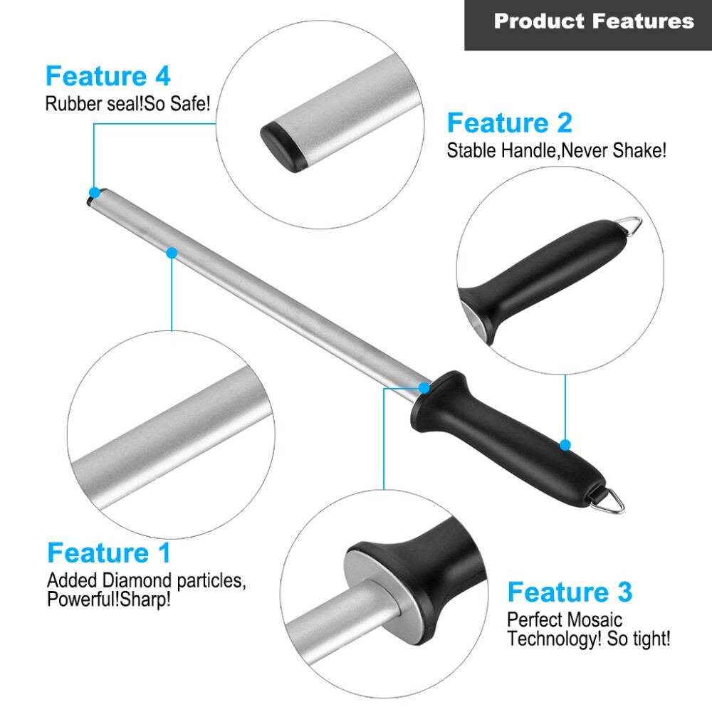 12 Inch Knife Sharpener Steel Sharpening Rod Kitchen Knives Sharpening Tool