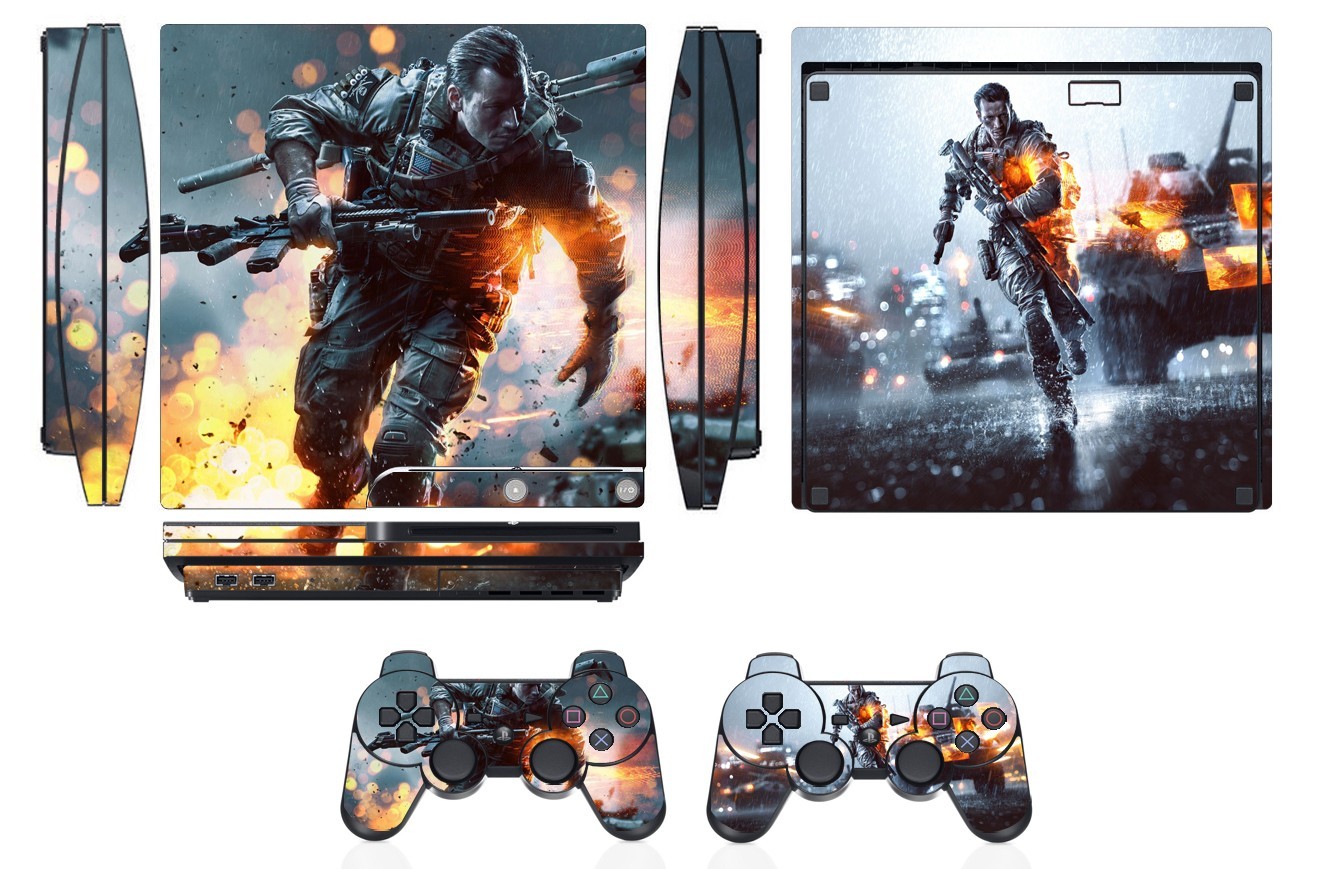 Skin Sticker Cover for PS3 PlayStation 3 Slim and 2 controller skins Battle Q259