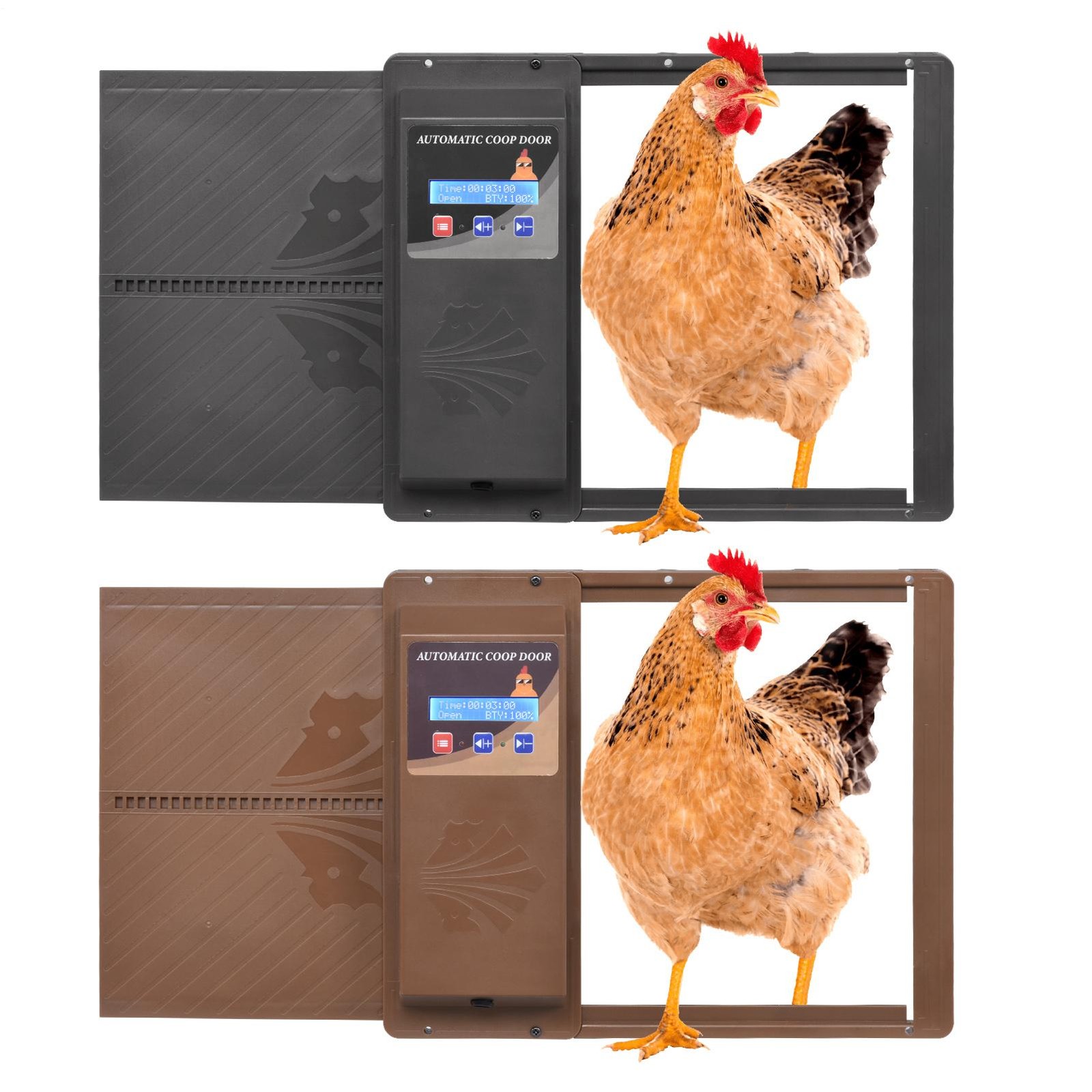 Battery Powered Automatic Chicken Coop Door with Timer Anti-Pinch Design