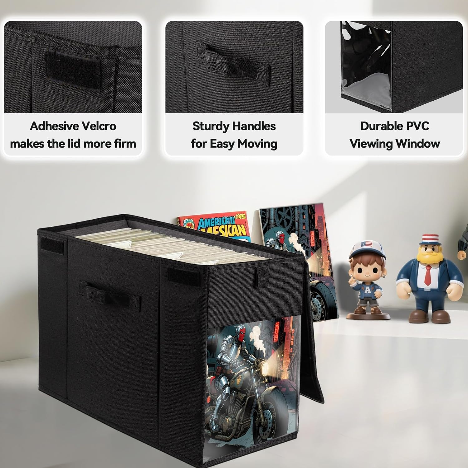 2 Pack Comic Book Storage Box with Lid for Modern Age, Collapsible Magazine Orga