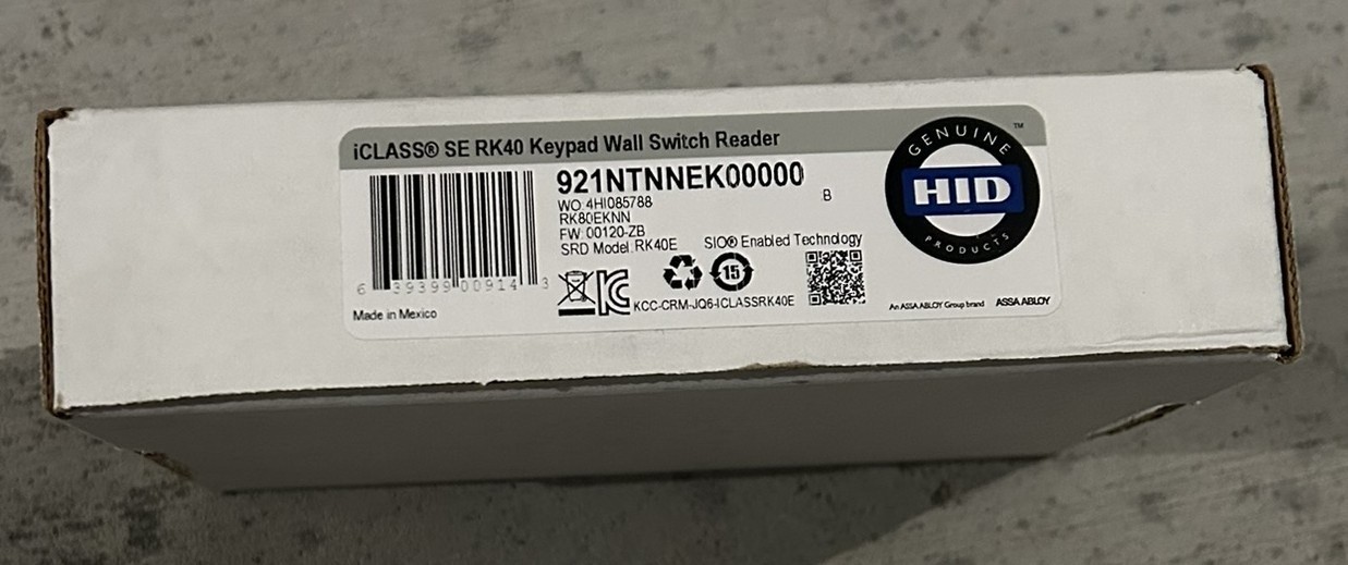 HID 921NTNNEK00000 iCLASS SE RK40 Keypad Wall Switch Reader | NEW