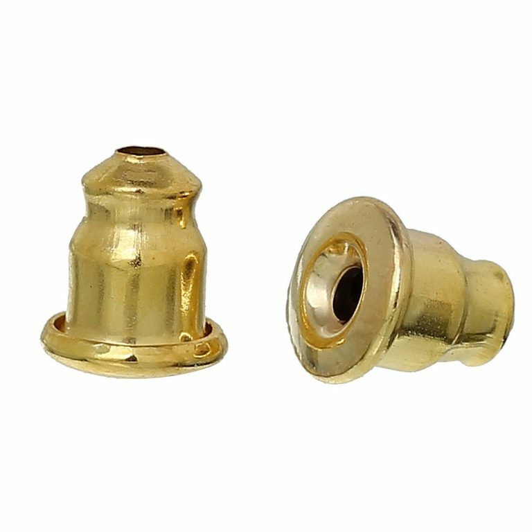 200 pcs Gold Plated Ear Nuts – 5.5mm x 5mm – Bullet Earring Stoppers! 1mm Hole