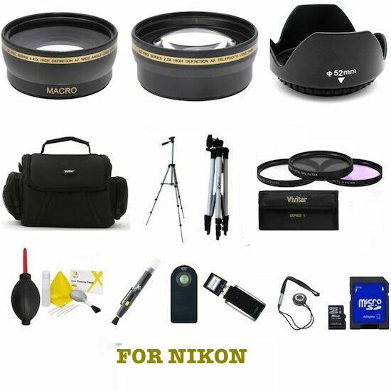 NIKON D3400 DSLR ALL YOU NEED LENS TRIPOD REMOTE FILTER 16GB CARD ACCESSORY KIT