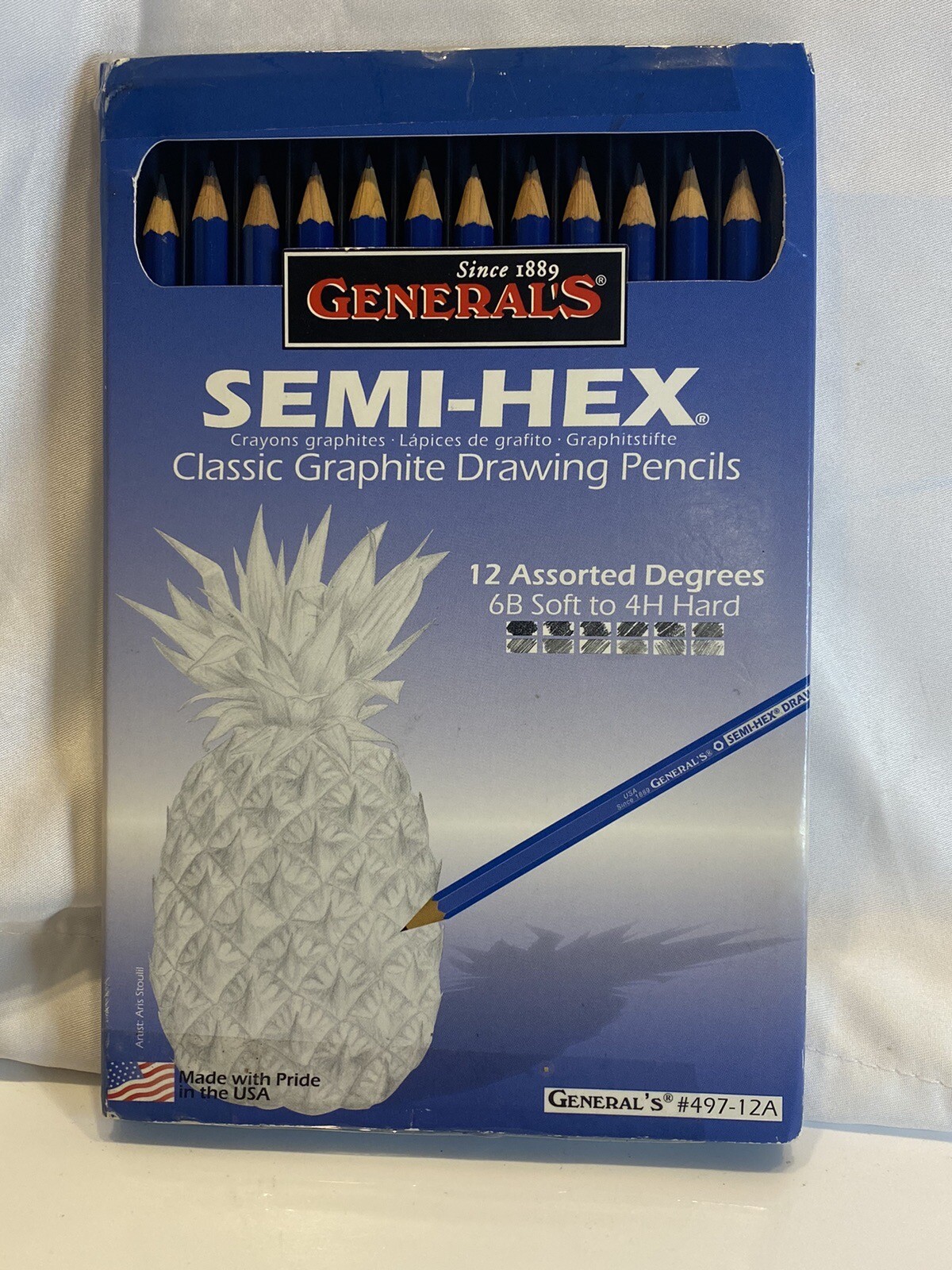 Semi-Hex Graphite Drawing Pencils 12/Pkg-
