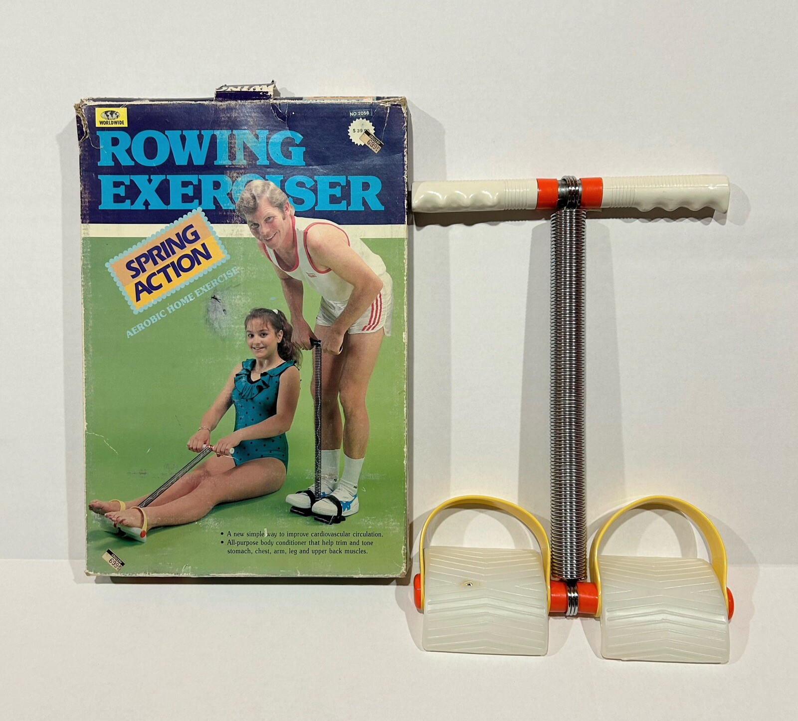 Vtg Pull-Up Rowing Exerciser Spring Action Aerobic Home Exercise *Box Wear *READ