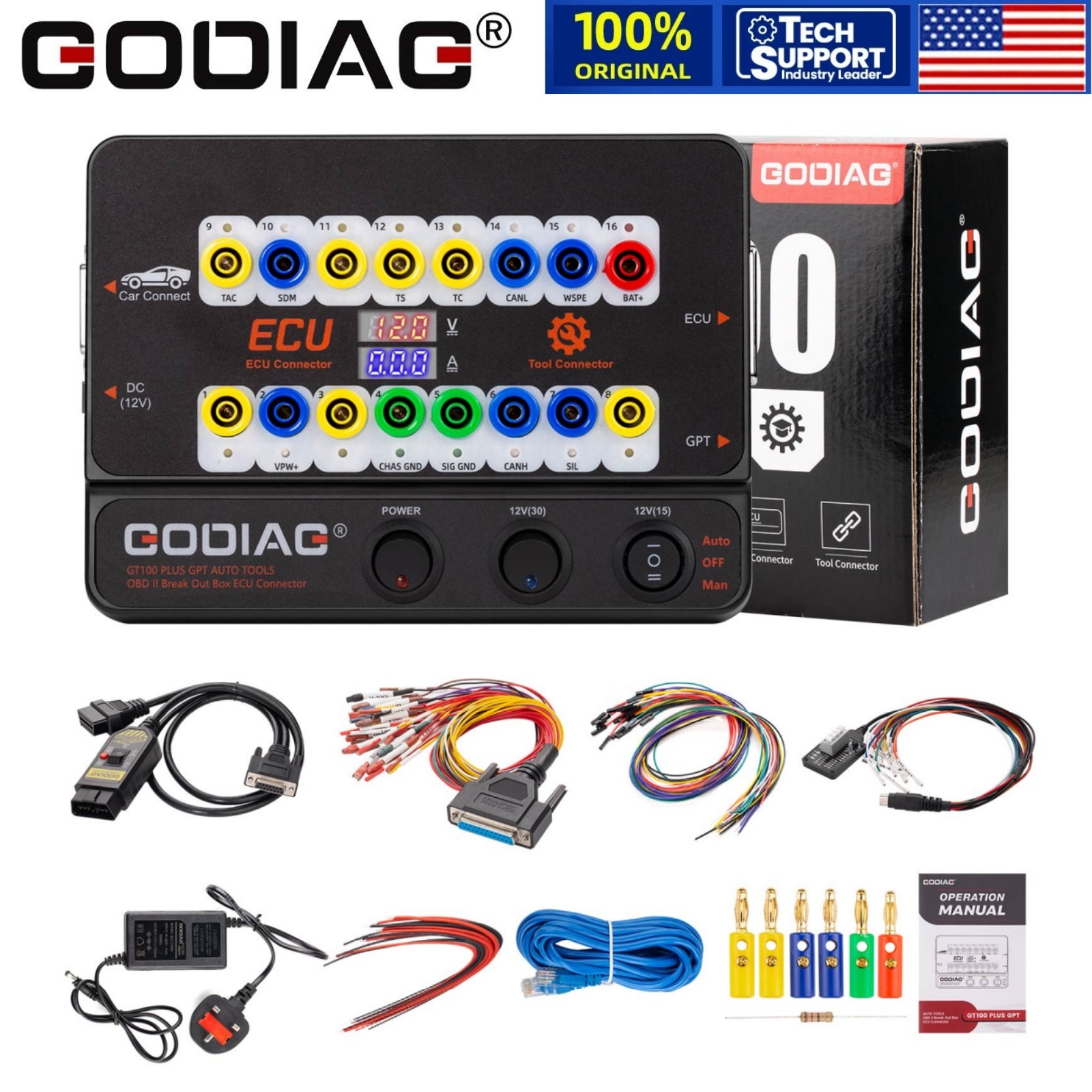 GODIAG GT100 PLUS GPT ENET DOIP AUTO TOOLS OBD II Break Out Box E-CU Connector