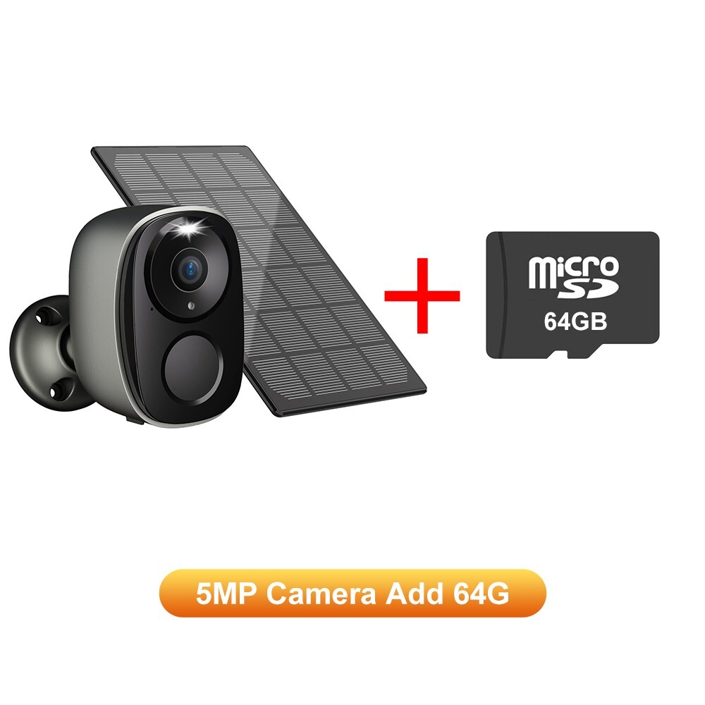 3MP Solar Home Security Camera Wireless 2-Way Audio 2K WiFi Night Vision+64GB