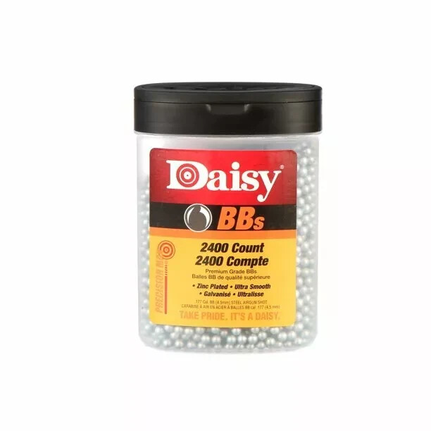 DAISY BBS Zinc Plated Steel BB's Premium 177 Cal Flip top 2400 count