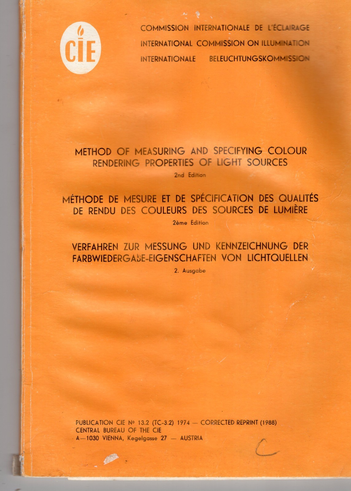 CIE Method of Measuring&Specifying Colour Rendering Properties of Light Sources