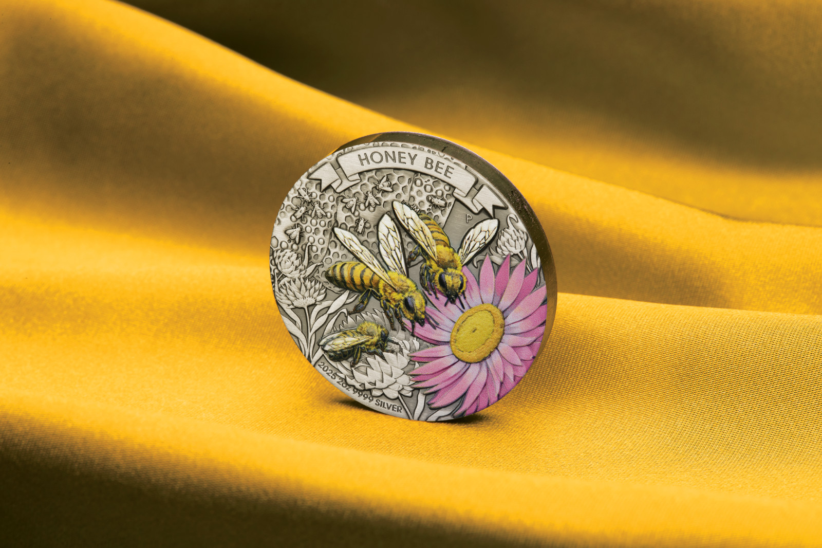 2025 HONEY BEE 2oz .9999 Silver Antiqued Colored $2 Coin