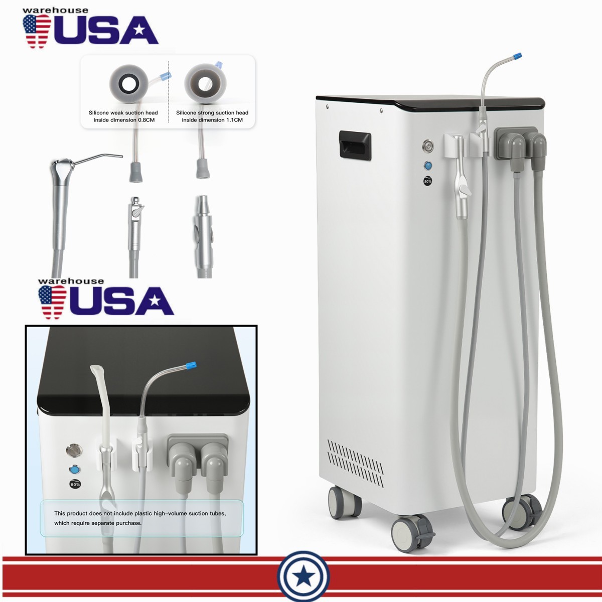 Portable Dental Suction Unit Suction Vacuum Pump Machine/ Saliva Ejector HVE/SE