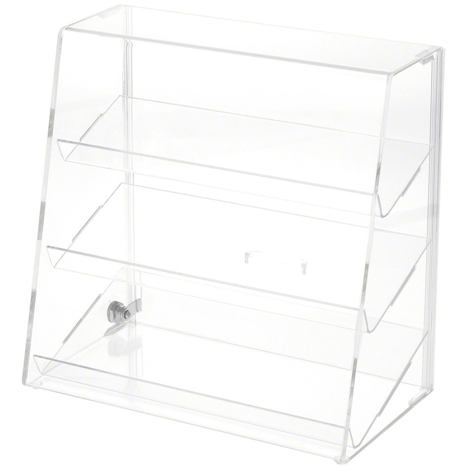 Plymor Acrylic Locking Case w/ Slant-Front, 3 Shelves, 13.75" x 14" x 7.75"