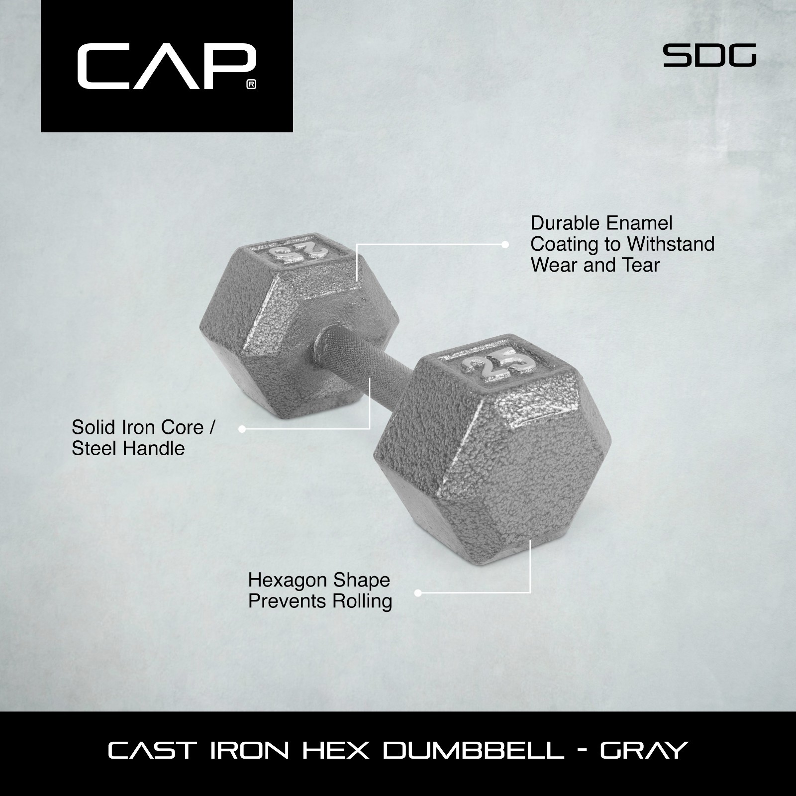 CAP Barbell 30lb Cast Iron Hex Dumbbell, Single