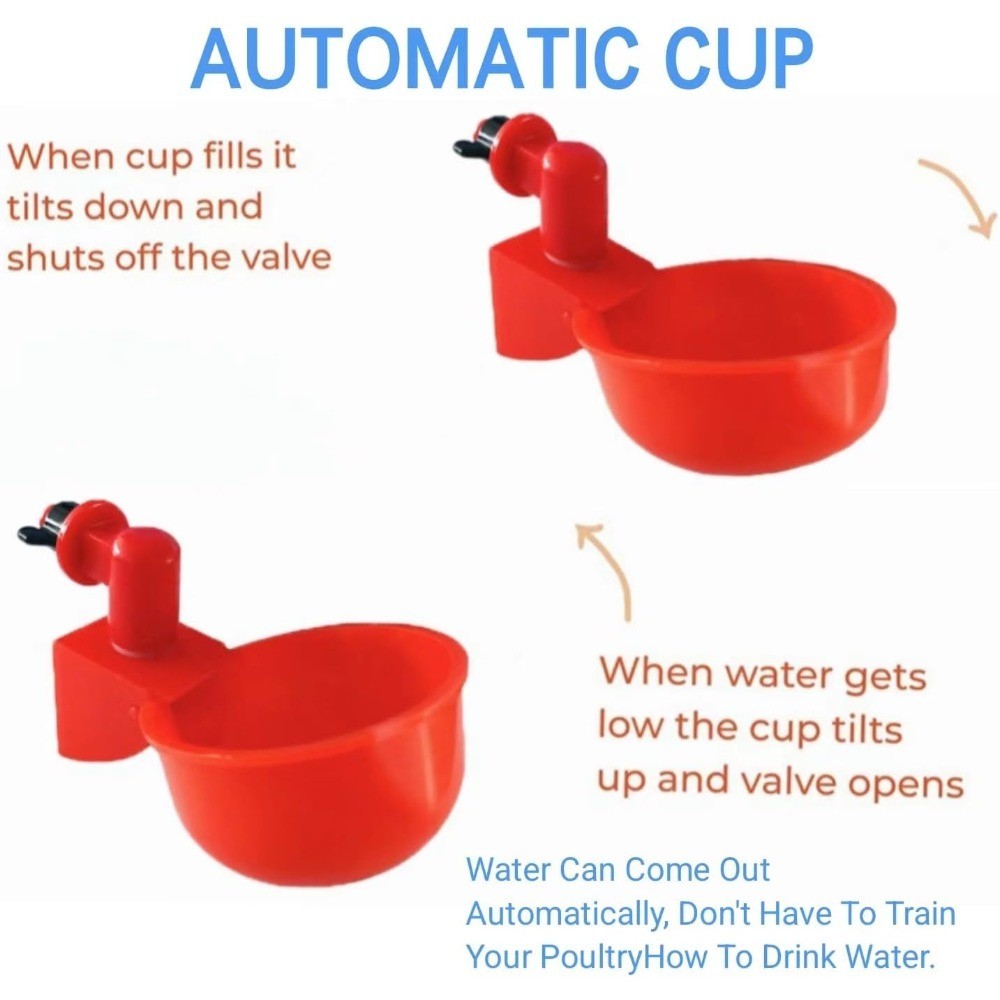 Professional Chicken Waterer Cups, 8pcs Large Chicken Water Feeder, Automatic