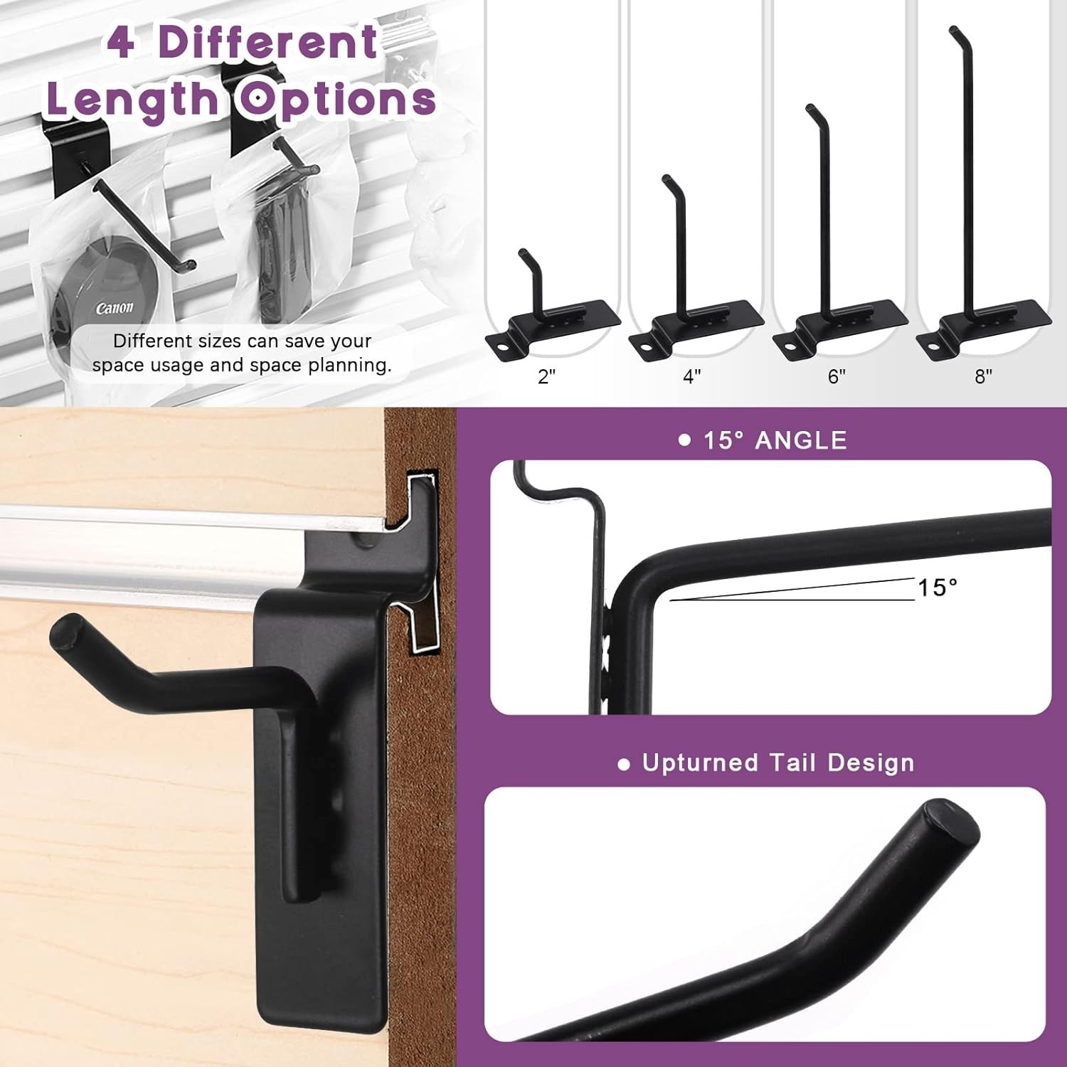 20 Heavy-Duty 4-Inch Slatwall Hooks Set - Durable Garage Organization Solution