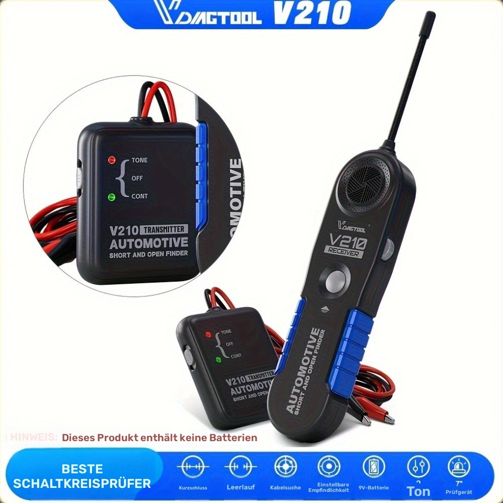 VDIAGTOOL V210 DC 6-42V Automotive Wire Tracer Open Short Finder Circuit Tester