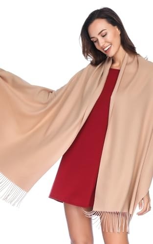Soft Cashmere Feel Pashmina Shawl Wrap - Elegant Evening Scarf for Weddings, Bri