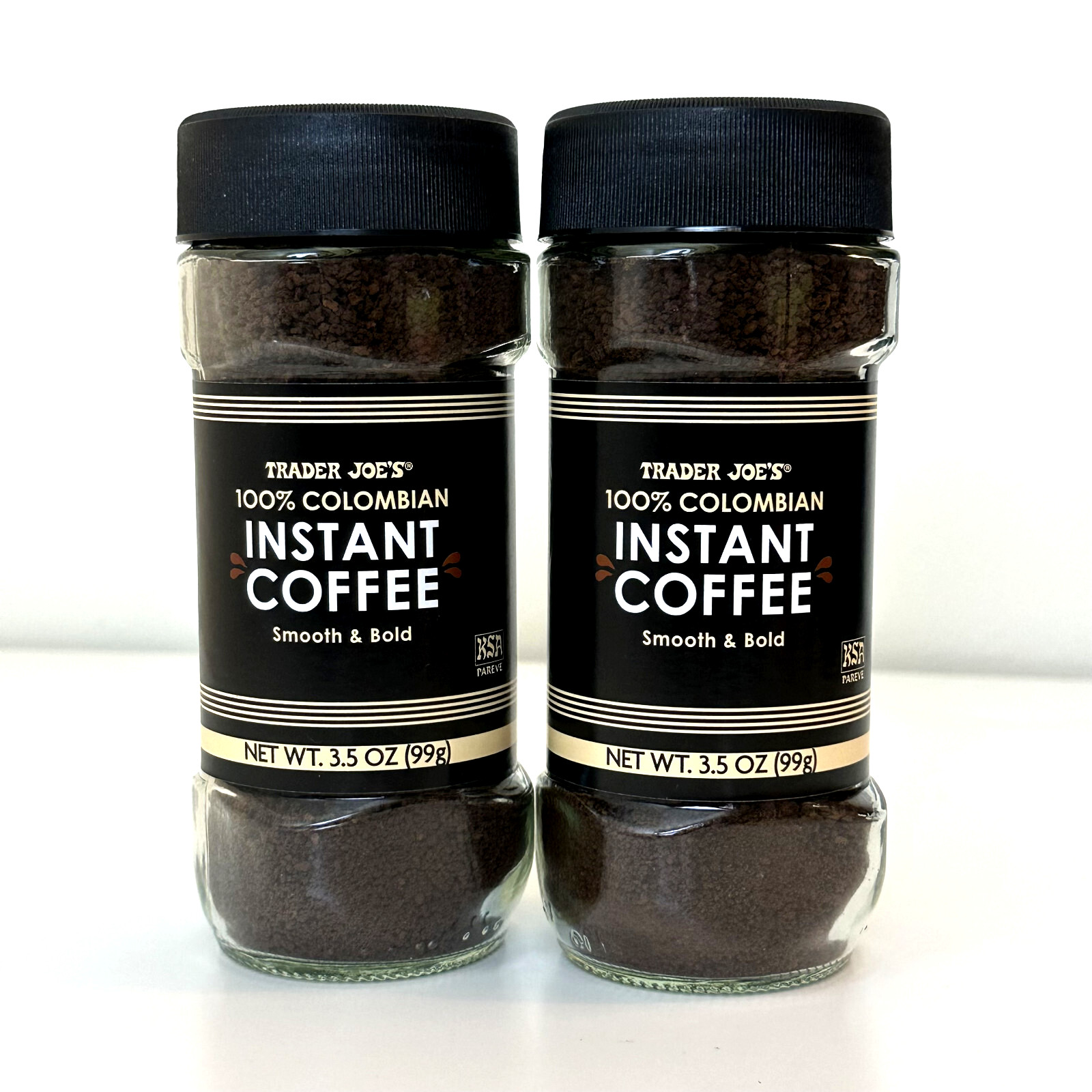 2 Pack Trader Joe's 100% Colombian Instant Coffee Smooth & Bold 3.5 oz each