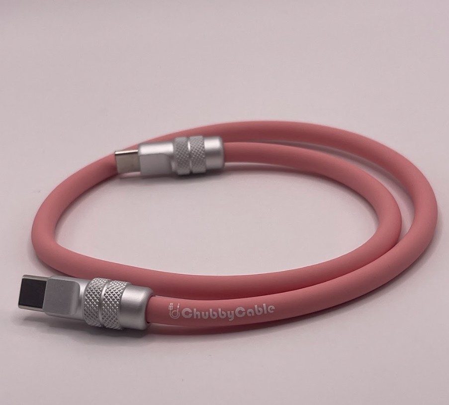chubbycable 240W USB C to USB C Short Cable 20in Silicone Fast Charge Pink