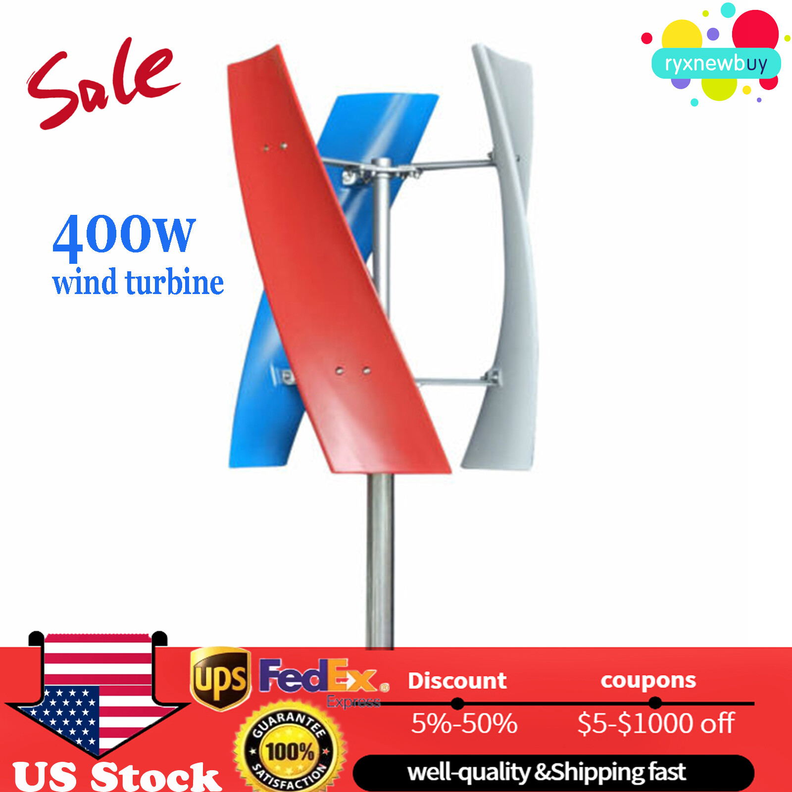 400W 12V 3 Blade Wind Generator Power Turbine Vertical 400w with controller