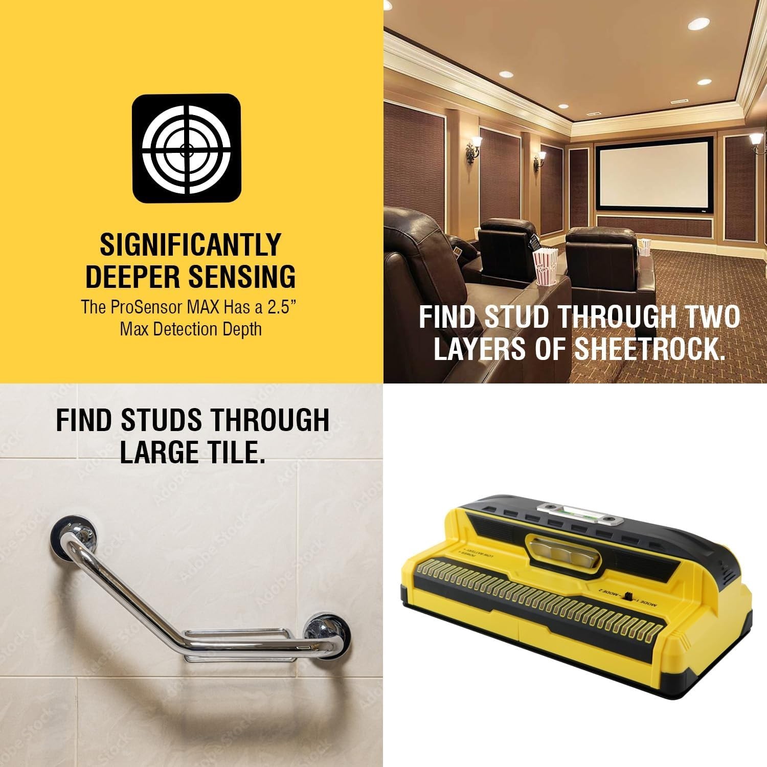 Accurate ProSensor MAX Stud Finder with 13 Sensors and Built-in Bubble Level