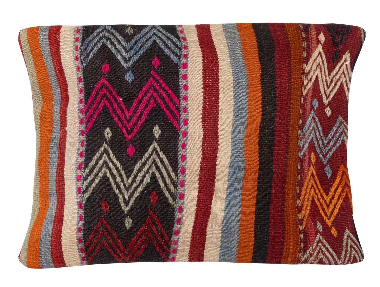 16"x24" Vintage Kilim Cushion Cover. Hand-Woven Bohemian Lumbar Pillow Cover
